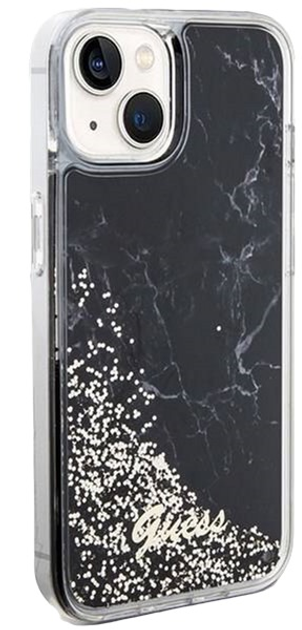 Etui plecki Guess Liquid Glitter Marble do Apple iPhone 14 Black (3666339127282) - obraz 1