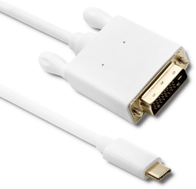 Кабель Qoltec USB Typ-C - DVI 4K Alternate mode 2 m білий (5901878504179) - зображення 1