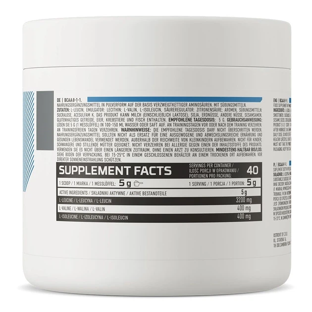 Аминокислота BCAA для спорта OstroVit BCAA 8-1-1 200 g /20 servings/ Lemon - изображение 2