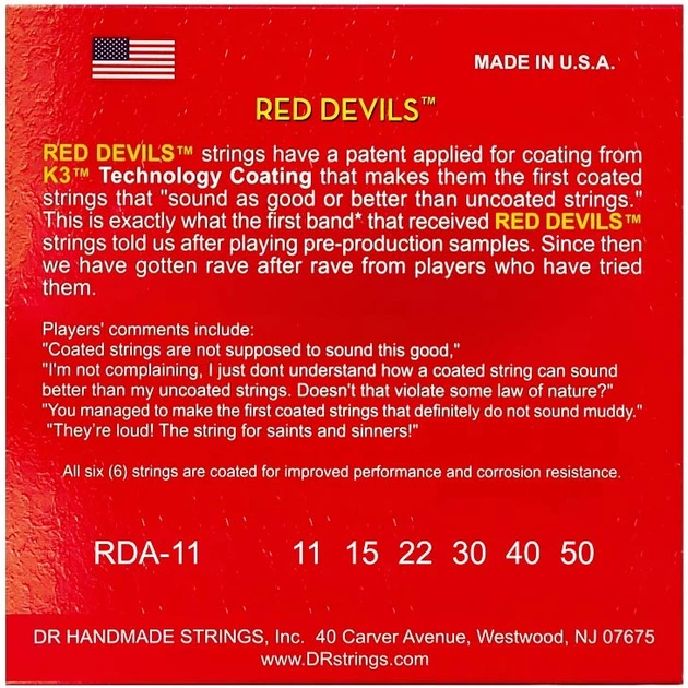 Струны для акустической гитары DR STRINGS RED DEVILS ACOUSTIC - CUSTOM LIGHT (11-50) - Фото 3 Струны для акустической гитары DR STRINGS RED DEVILS ACOUSTIC - CUSTOM LIGHT (11-50) - изображение 3