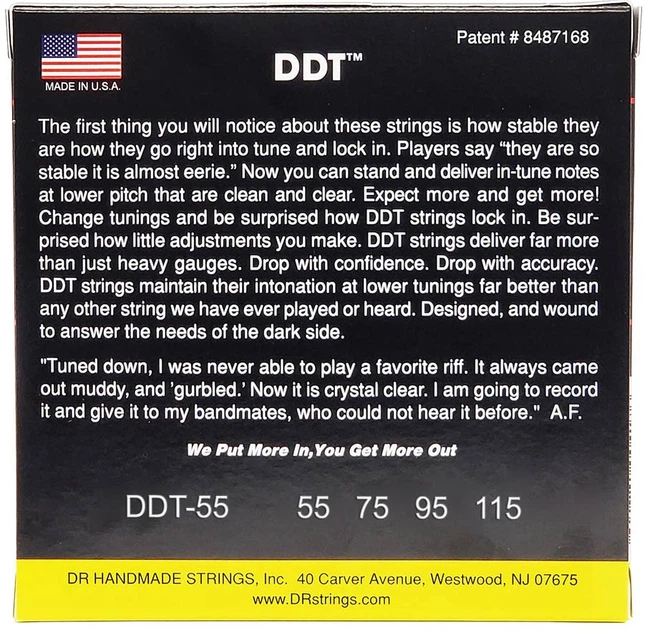 Струни для бас-гітари DR STRINGS DDT DROP DOWN TUNING BASS - HEAVIER (55-115) - Фото 3 Струни для бас-гітари DR STRINGS DDT DROP DOWN TUNING BASS - HEAVIER (55-115) - зображення 3