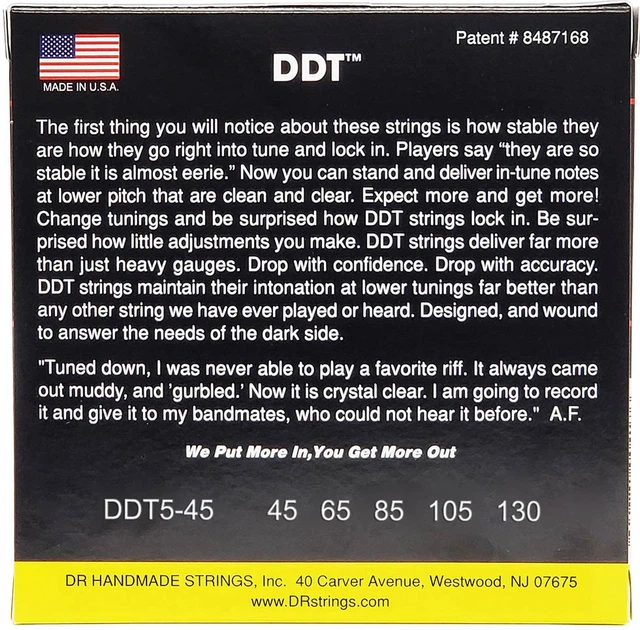 Струны для бас-гитары DR STRINGS DDT DROP DOWN TUNING BASS 5-STRING - MEDIUM (45-130) - изображение 3