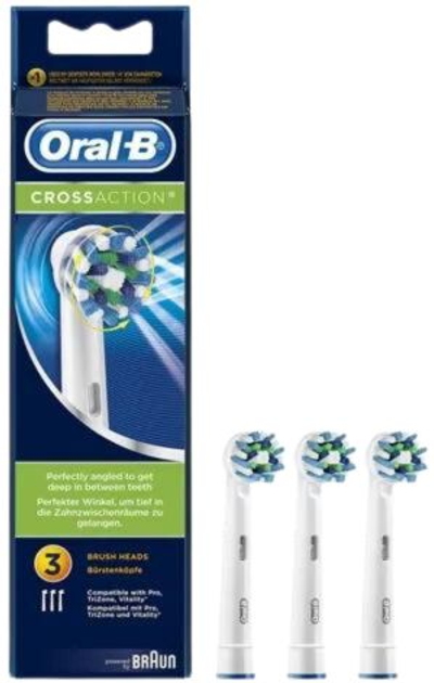 Насадки до зубної щітки Oral-B CrossAction White 3 шт (4210201105060) - зображення 1