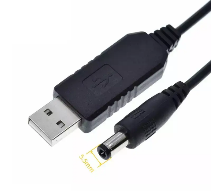Кабель з перетворювачем USB 5V - DC 5.5-2.1/9V для роутера, відеокамери - Фото 3 Кабель з перетворювачем USB 5V - DC 5.5-2.1/9V для роутера, відеокамери - зображення 3