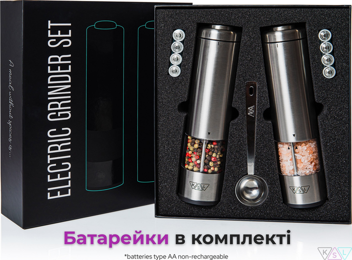 Электрические мельницы для соли, перца и специй KSL - Набор из 2 шт ...
