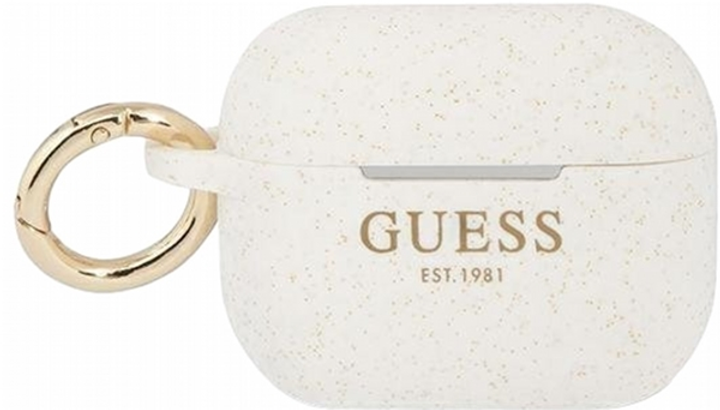 Etui CG Mobile Guess Silicone Glitter do AirPods Pro Biały (3666339010249) - obraz 1