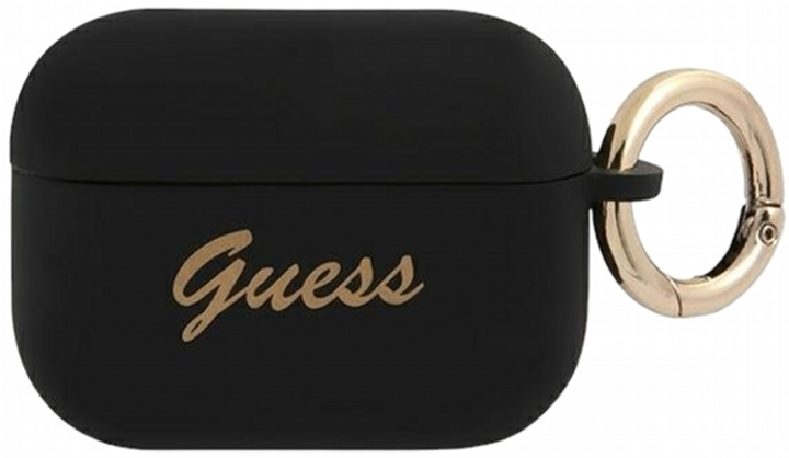 Etui CG Mobile Guess Silicone Vintage Script do AirPods Pro Czarny (3666339009977) - obraz 1