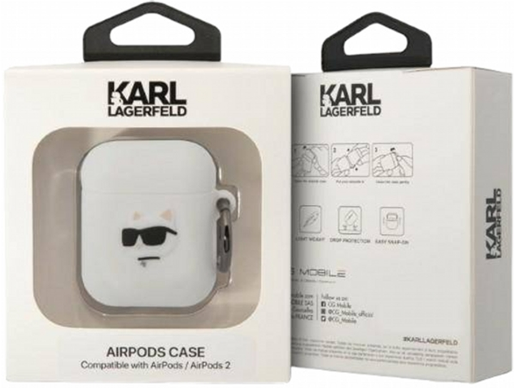 Etui CG Mobile Karl Lagerfeld Silicone Choupette Head 3D do AirPods 1 / 2 Biały (3666339087920) - obraz 3