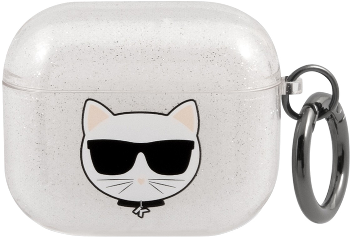 Etui CG Mobile Karl Lagerfeld Glitter Choupette do AirPods 3 Srebrny (3666339009151) - obraz 1