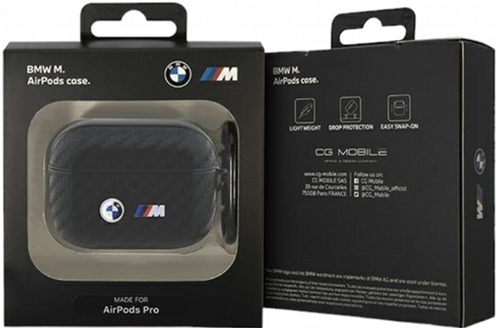 Etui CG Mobile BMW Carbon Double Metal Logo BMAPWMPUCA2 do AirPods Pro Czarny (3666339123833) - obraz 3