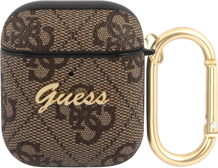 Etui CG Mobile Guess 4G Script Metal Collection GUA24GSMW do AirPods 1 / 2 Brązowy (3666339009724) - obraz 1