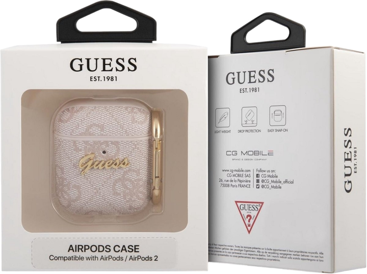 Etui CG Mobile Guess 4G Script Metal Collection GUA24GSMP do AirPods 1 / 2 Różowy (3666339009755) - obraz 3