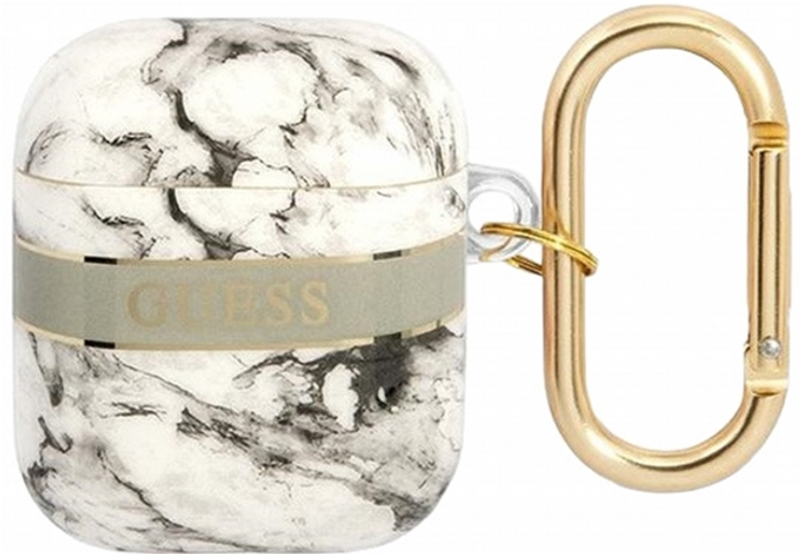 Etui CG Mobile Guess Marble Strap Collection GUA2HCHMAG do AirPods 1 / 2 Szary (3666339047160) - obraz 1