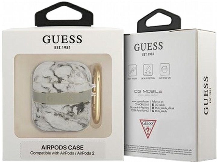 Etui CG Mobile Guess Marble Strap Collection GUA2HCHMAG do AirPods 1 / 2 Szary (3666339047160) - obraz 3