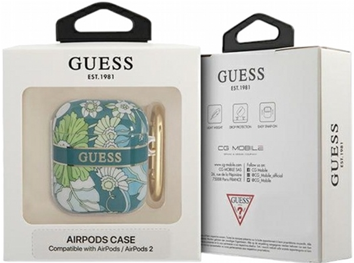 Etui CG Mobile Guess Flower Strap Collection GUA2HHFLN do AirPods 1 / 2 Zielony (3666339041885) - obraz 3