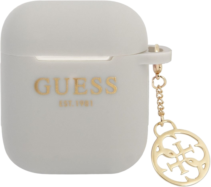 Etui CG Mobile Guess Silicone Charm 4G Collection GUA2LSC4EG do AirPods 1 / 2 Szary (3666339039301) - obraz 1