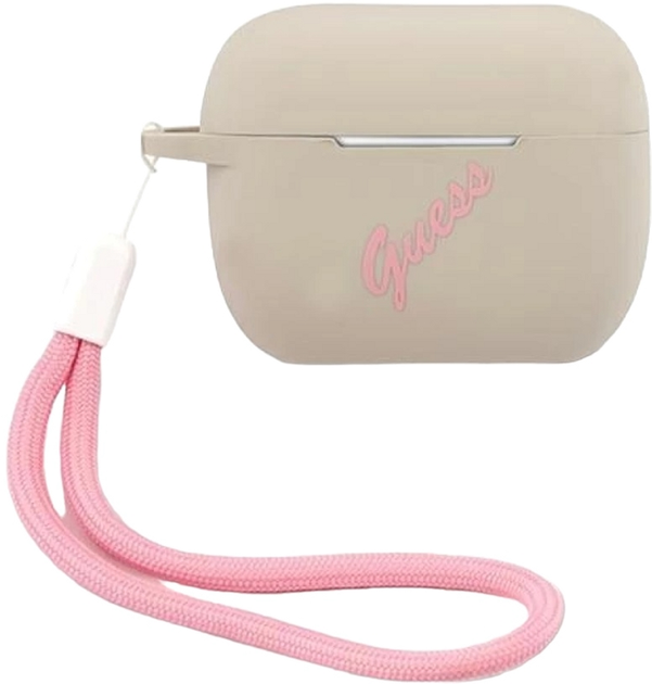 Etui CG Mobile Guess Silicone Vintage GUACAPLSVSGP do AirPods Pro Szaro Różowy (3700740495506) - obraz 1