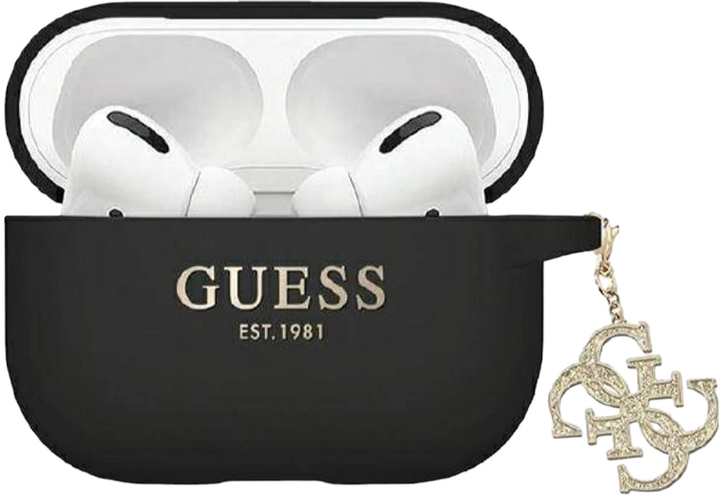 Чохол CG Mobile Guess Liquid Silicone Glitter Triangle Charm GUAP2LECG4K для AirPods Pro 2 Black (3666339171230) - зображення 1