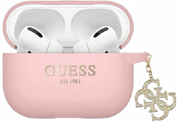 Etui CG Mobile Guess Liquid Silicone Glitter Triangle Charm GUAP2LECG4P do AirPods Pro 2 Różowy (3666339171261) - obraz 1