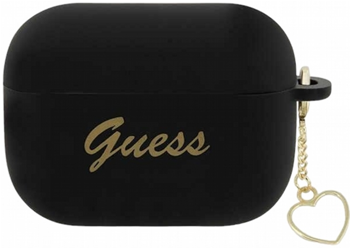 Etui CG Mobile Guess Silicone Charm Heart Collection GUAP2LSCHSK do AirPods Pro 2 Czarny (3666339102395) - obraz 1