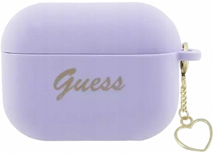 Etui CG Mobile Guess Silicone Charm Heart Collection GUAP2LSCHSU do AirPods Pro 2 Fioletowy (3666339110994) - obraz 1