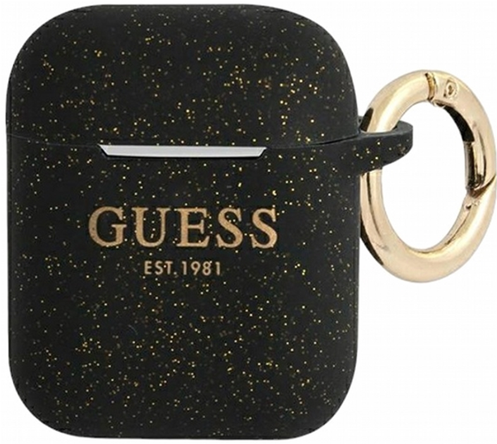 Чохол CG Mobile Guess Silicone Glitter GUA2SGGEK для AirPods 1 / 2 Black (3666339010263) - зображення 1