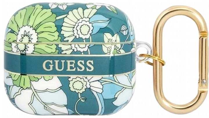 Etui CG Mobile Guess Flower Strap Collection GUA3HHFLN do AirPods 3 Zielony (3666339047313) - obraz 1