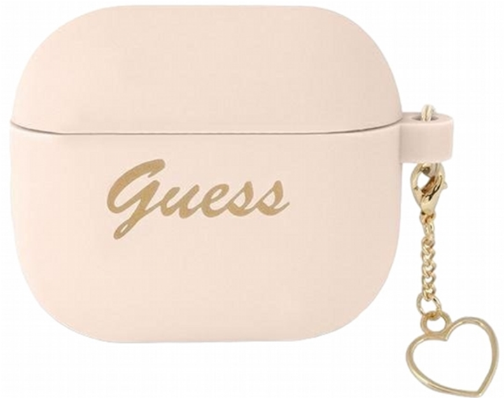 Etui CG Mobile Guess Silicone Charm Heart Collection GUA3LSCHSP do AirPods 3 Różowy (3666339039028) - obraz 1