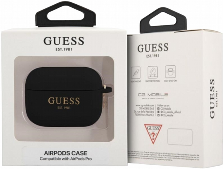 Etui CG Mobile Guess Silicone Charm 4G Collection GUAPLSC4EK do AirPods Pro Czarny (3666339039165) - obraz 3
