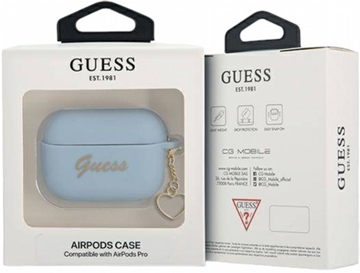 Чохол CG Mobile Guess Silicone Charm Heart Collection GUAPLSCHSB для AirPods Pro Blue (3666339039042) - зображення 3