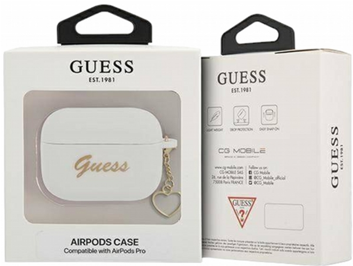 Etui CG Mobile Guess Silicone Charm Heart Collection GUAPLSCHSH do AirPods Pro Biały (3666339039134) - obraz 3