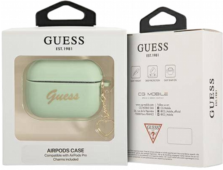 Etui CG Mobile Guess Silicone Charm Heart Collection GUAPLSCHSN do AirPods Pro Zielony (3666339039073) - obraz 3