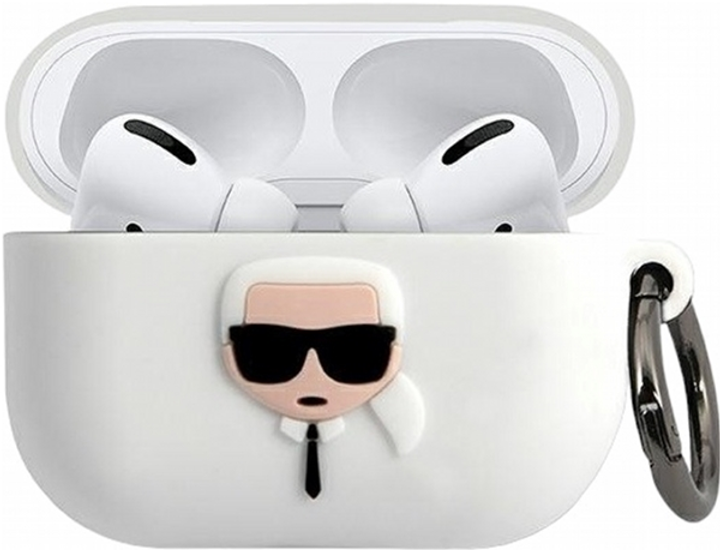 Etui CG Mobile Karl Lagerfeld Silicone Ikonik KLACAPSILGLWH do Apple AirPods Pro Biały (3700740494455) - obraz 1