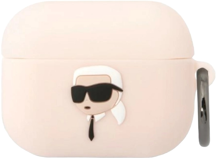 Etui CG Mobile Karl Lagerfeld Silicone Karl Head 3D KLAPRUNIKP do AirPods Pro Różowy (3666339087876) - obraz 1