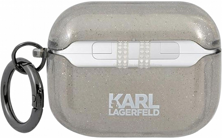 Etui CG Mobile Karl Lagerfeld Glitter Karl`s Head KLAPUKHGK do AirPods Pro Czarny (3666339030261) - obraz 1