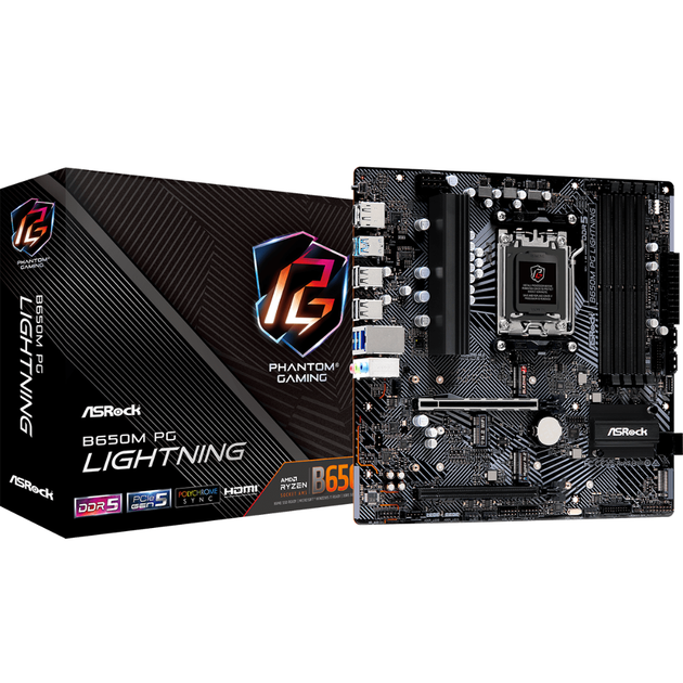 Материнская плата ASRock B650M PG LIGHTNING SocAM5/MicroATX/AMD B650/DisplayPort/HDMI - изображение 4