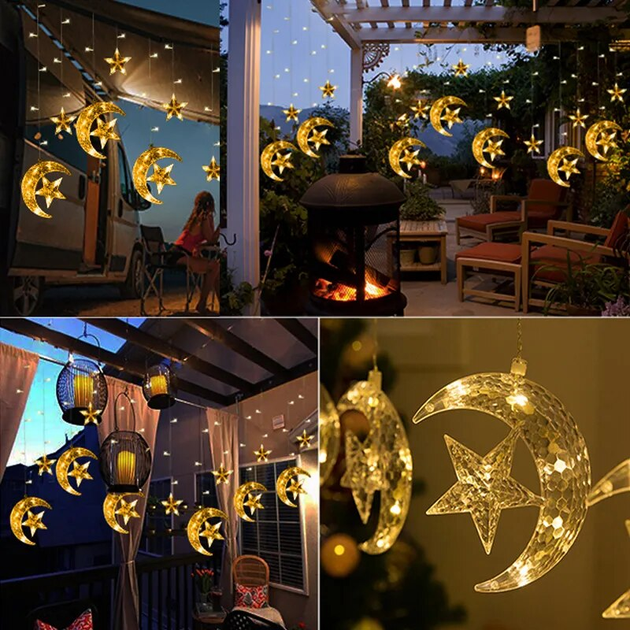 Светодиодная гирлянда штора Луна со звездой 12 шт LED 3х1 м - изображение 8