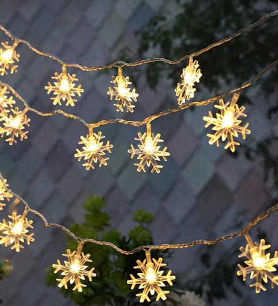 Светодиодная гирлянда "Снежинки" 20 LED, 5м + переходник, 220V, IP44 Теплый белый - изображение 3