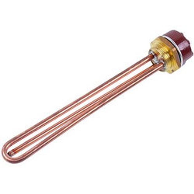 Тен для бойлера з термостатом 1500W (мідний) L=265mm фланець 54mm 1 ...