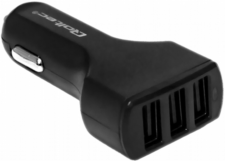 Автомобільний зарядний пристрій Qoltec 24 W 3 x USB Black (5901878500270) - зображення 1