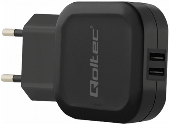 Ładowarka sieciowa Qoltec 12 W 2 x USB Czarny (5901878501857) - obraz 1