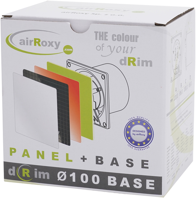 Комплект Витяжний вентилятор AirRoxy dRim 100 S BB + Панель скляна AIRROXY 01-186 MARBLE BLACK GOLD Glass чорна глянець + Зворотний клапан AIRROXY 100 мм 07-200 - зображення 8