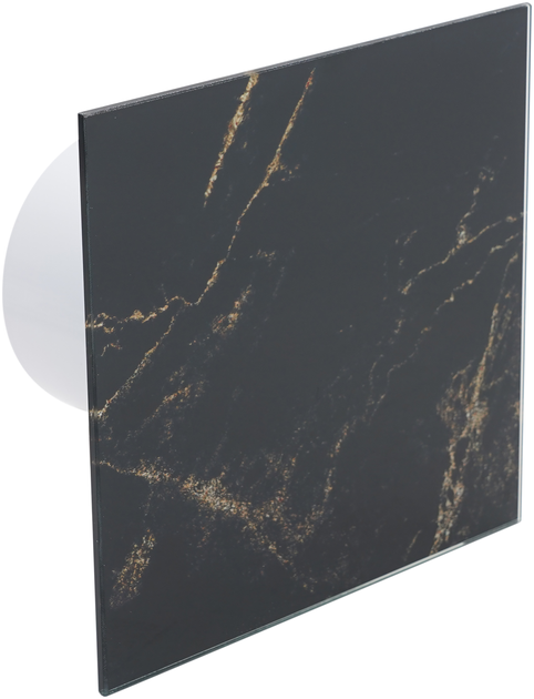 Комплект Витяжний вентилятор AirRoxy dRim 100 S BB + Панель скляна AIRROXY 01-186 MARBLE BLACK GOLD Glass чорна глянець + Зворотний клапан AIRROXY 100 мм 07-200 - зображення 11