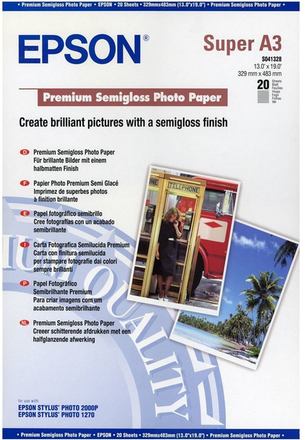 Papier fotograficzny Epson Premium Semigloss Photo Paper A3+ 20 szt (10343829930) - obraz 1
