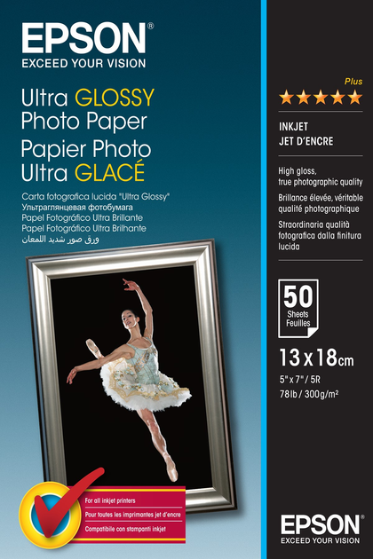 Фотопапір Epson Ultra Glossy Photo Paper 13x18cm 50 шт (10343855557) - зображення 1