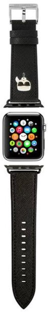 Pasek Karl Lagerfeld Saffiano Karl Heads KLAWLOKHK do Apple Watch Series 4/5/6/7 42-45 mm Czarny (3666339033729) - obraz 1