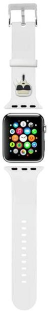 Pasek Karl Lagerfeld Silicone Karl Heads KLAWLSLKW do Apple Watch Series 1/2/3/4/5/6/7/8/SE/SE2/Ultra 42-45 mm Biały (3666339031657) - obraz 1