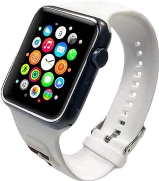 Pasek Karl Lagerfeld Silicone Karl Heads KLAWLSLKW do Apple Watch Series 1/2/3/4/5/6/7/8/SE/SE2/Ultra 42-45 mm Biały (3666339031657) - obraz 2