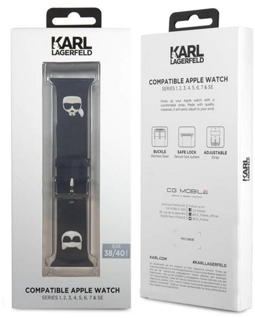 Ремінець Karl Lagerfeld Silicone Karl & Choupette Heads KLAWMSLCKK для Apple Watch Series 1/2/3/4/5/6/7/SE 38-41 мм Black (3666339031541) - зображення 2