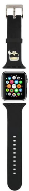 Pasek Karl Lagerfeld Silicone Karl Heads KLAWMSLKK do Apple Watch Series 1/2/3/4/5/6/7/SE 38-41 mm Czarny (3666339031602) - obraz 1
